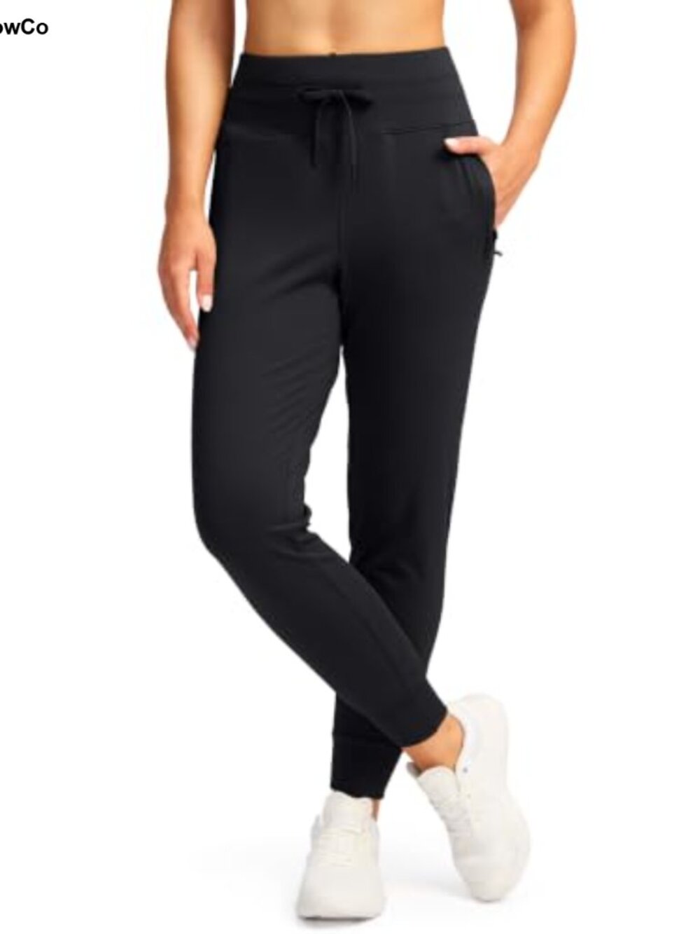 Women's Joggers with Zip Pockets Athletic Sweatpants High Waist Tapered Leg